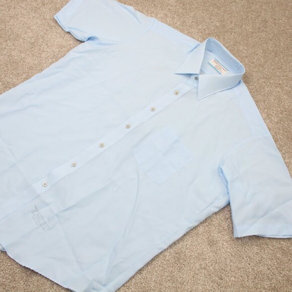 Vintage Sears Dress Shirt Mens 17 Blue Perma Prest Ultressa Polyester S/S Button - Picture 3 of 12